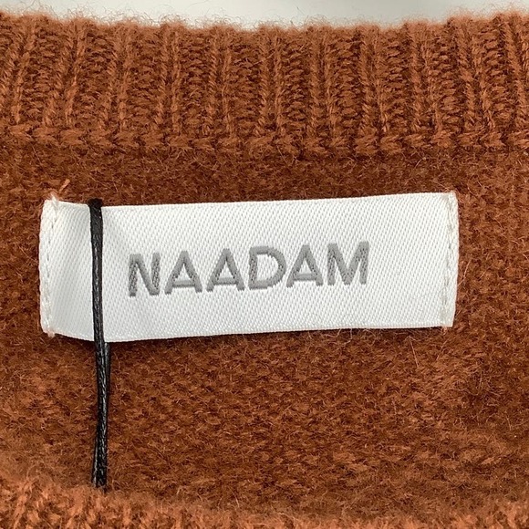 NEW! NAADAM Sz Small Open Cable Crewneck Cashmere Sweater Caramel $379 msrp J5-6 - Picture 4 of 12